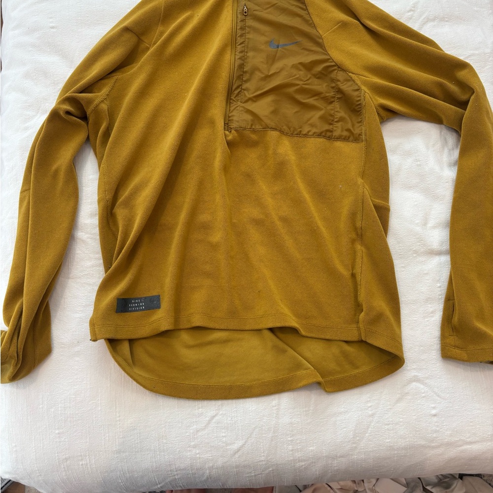 Nike Golden Mustard Yellow Quaterzip Running Dri-FIT Top
